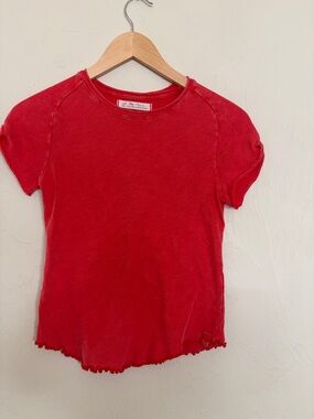 Free People/We the Free Bright Red Be My Baby Tee. Excellent Condition!